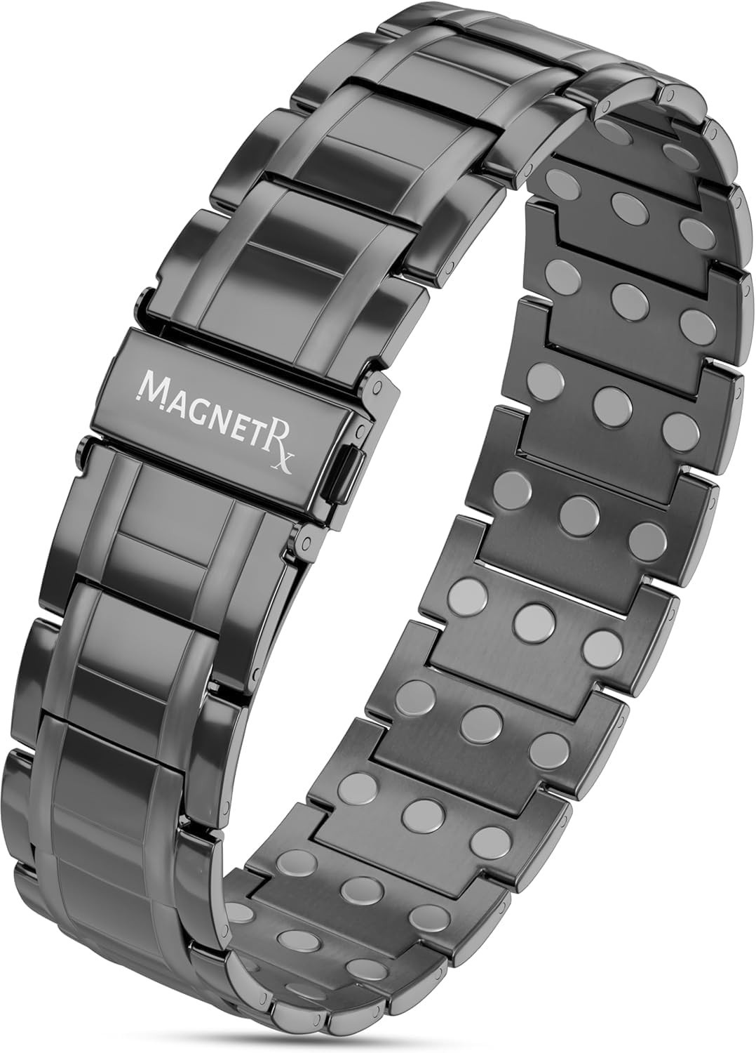 MagnetRX® 3X Strength Magnetic Bracelets for Men Titanium Bracelet (Gunmetal)