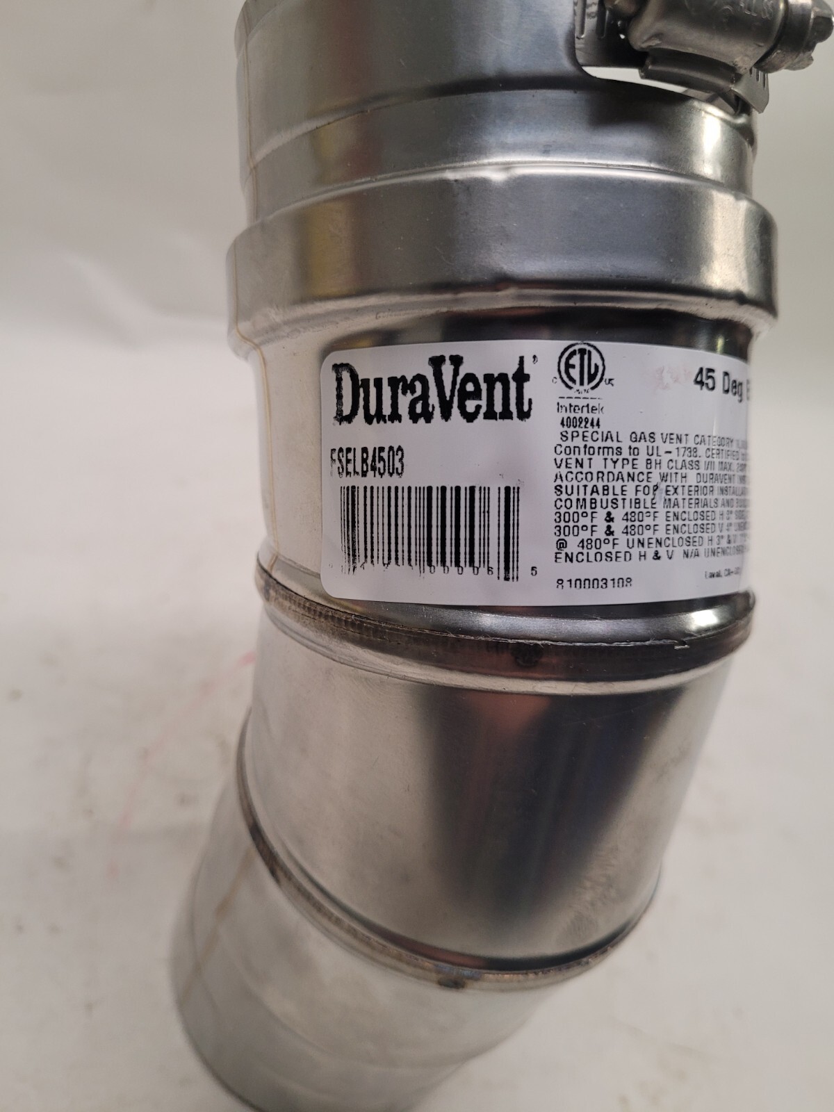 Dura Vent FSELB4503 3 in. FasNSeal 45 deg Elbow