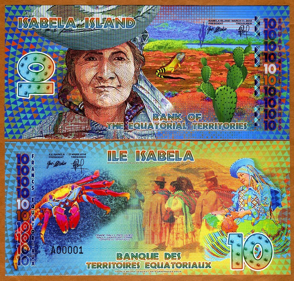 SET Equatorial Territories, 5;10;20;50;100;500 Francs, 2014-2015 POLYMER, UNC
