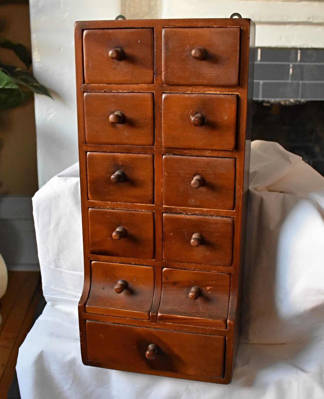 primitive wall hanging Spice Cabinet wood knobs apothecary pharmacy VERY NICE!