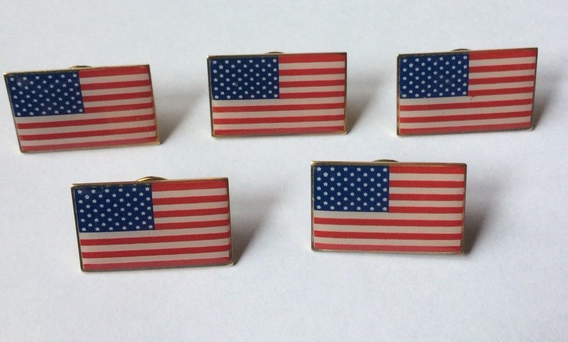 American Flag Lapel Pin Lot of 5 Made in USA Hat Tie Tack