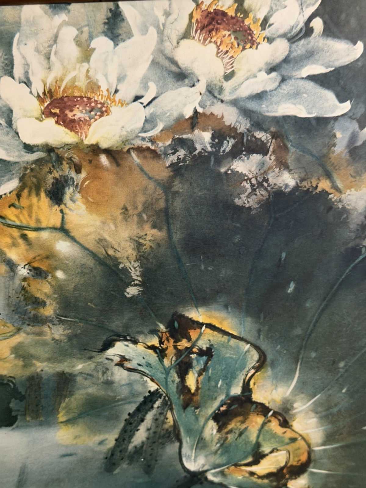 Asian Lotus Wall Art Framed Chinese Style Birds Bamboo Decor