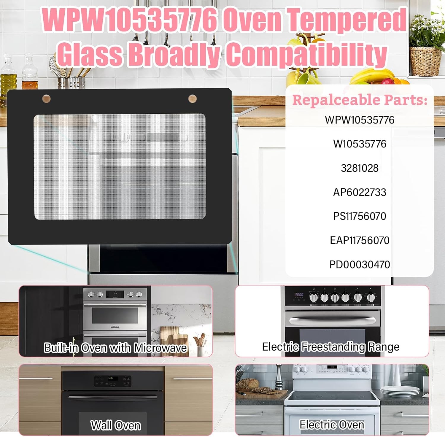 New WPW10535776 Range Oven Outer Door Glass For Whirlpool Amana WPW10535776