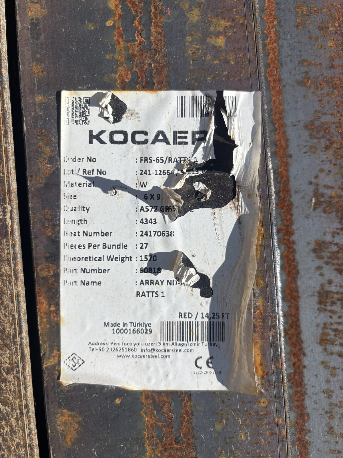 W6 x 9 Steel I-Beam 14' 4" Long | Structural Wide Flange Beam | 9 lbs/ft | W6x9