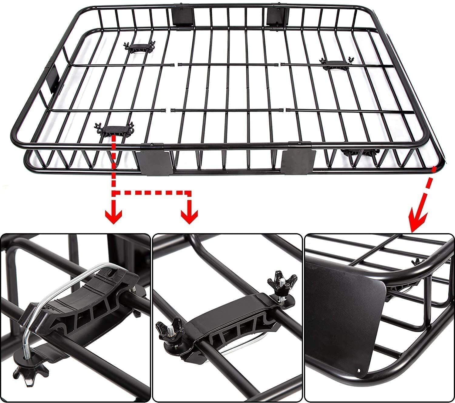 64" x 39" Universal Blcak Roof Rack Cargo Carrier Basket SUV Top Holder 250 LBS