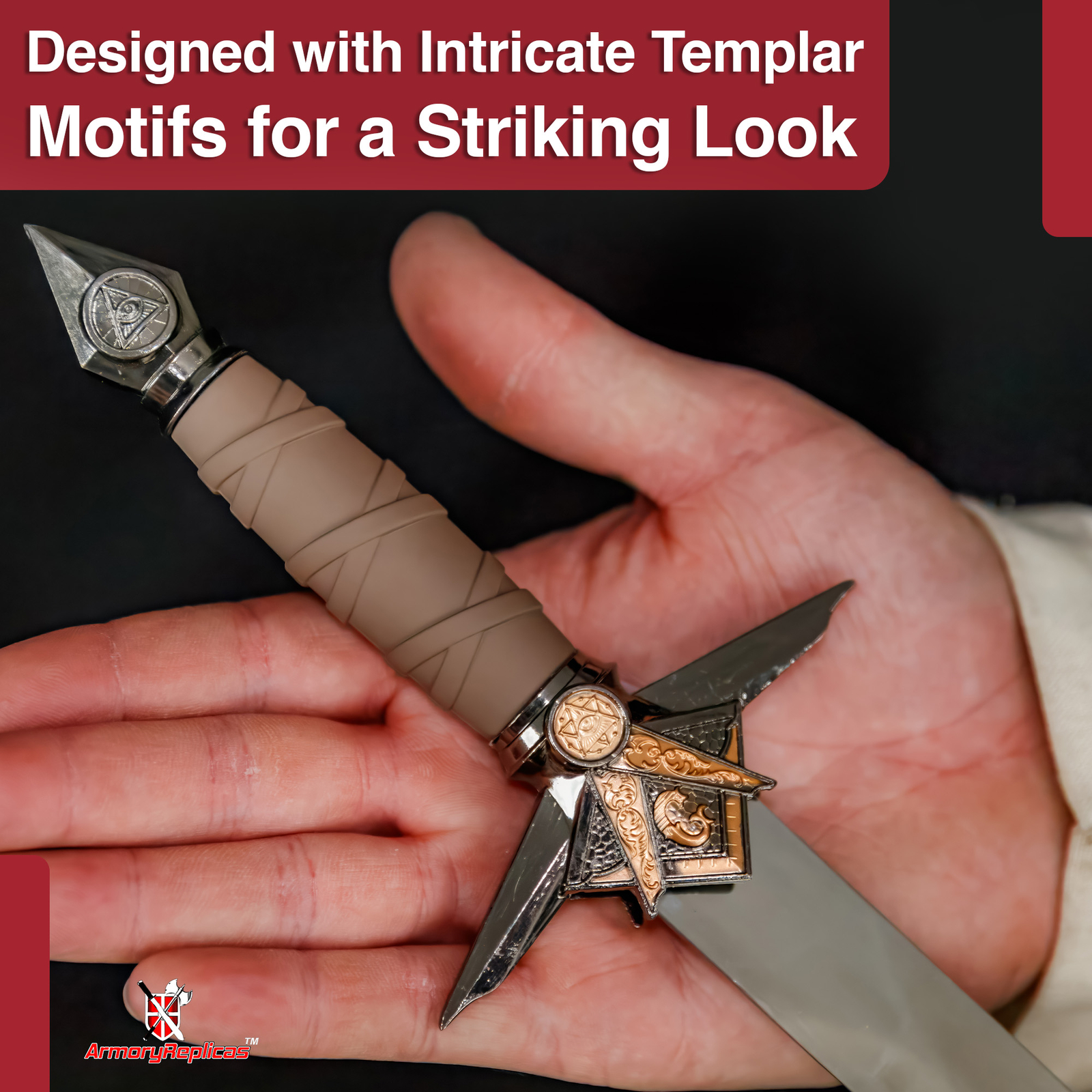 New Stainless Steel Masonic Mason knights Dagger Collection With Sheath