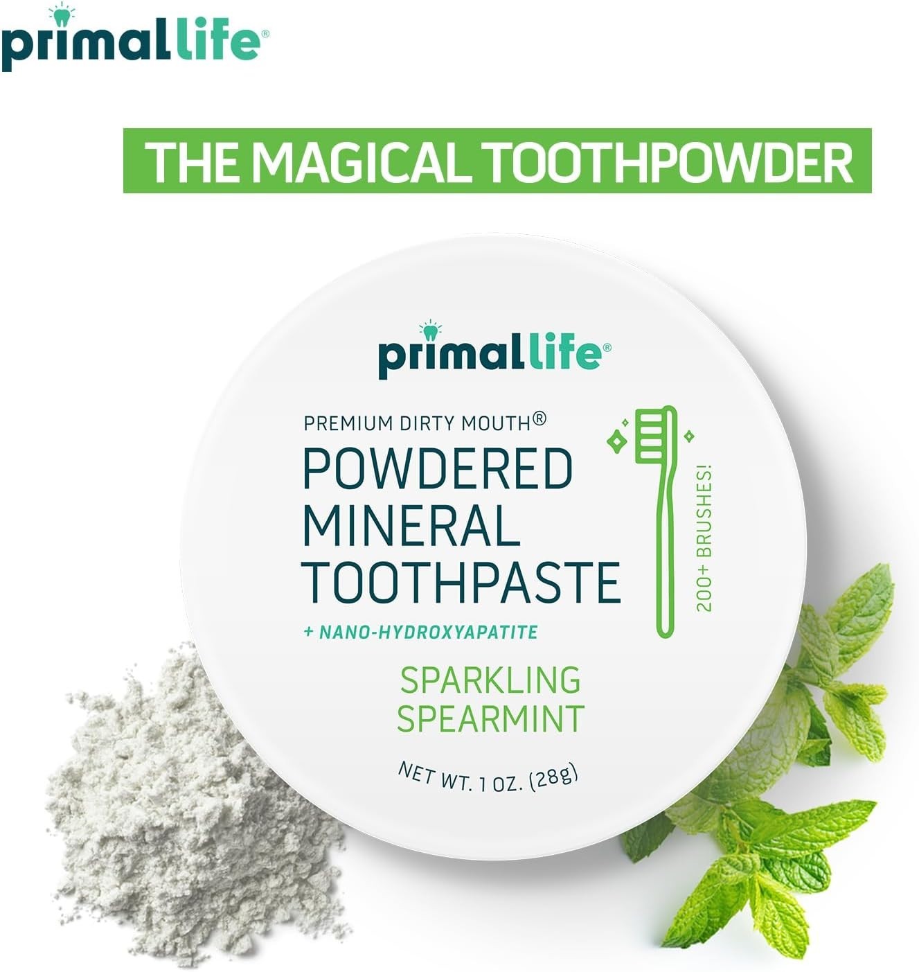 Primal Life Organics - Dirty Mouth Toothpowder, Tooth Cleaning Powder, Flavored