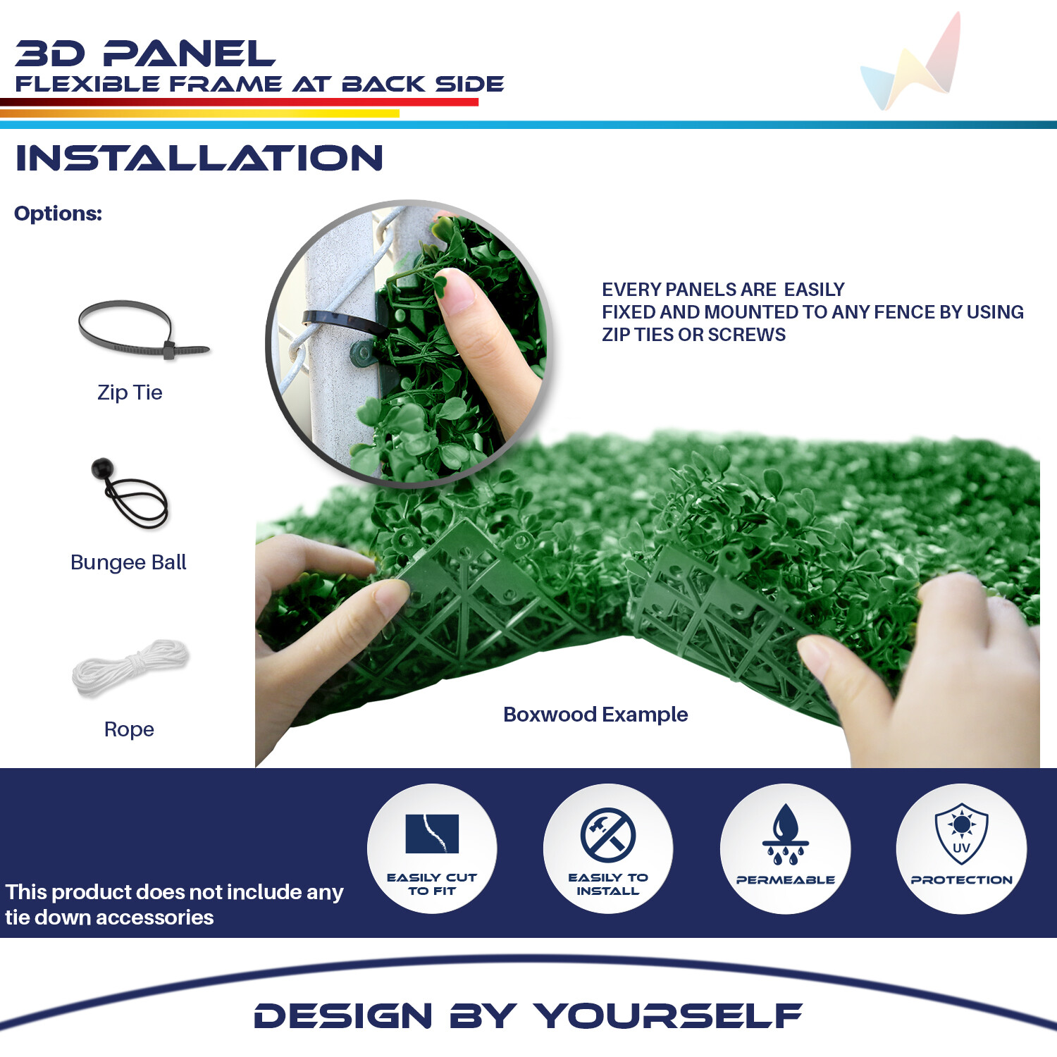 20"x20" Artificial Faux 3D Mix Leaf Privacy Fence Screen Decor Panel Hedge V6