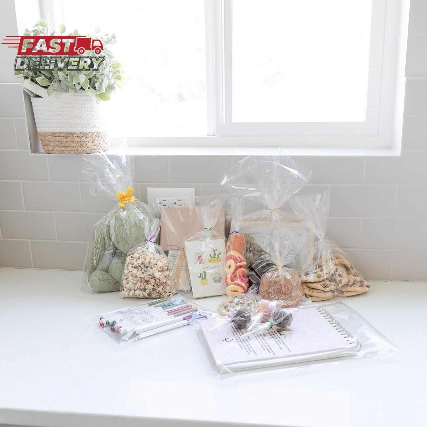 200 Pack Clear Cellophane Bags for Favors - Transparent Goodie Bags for Birthday