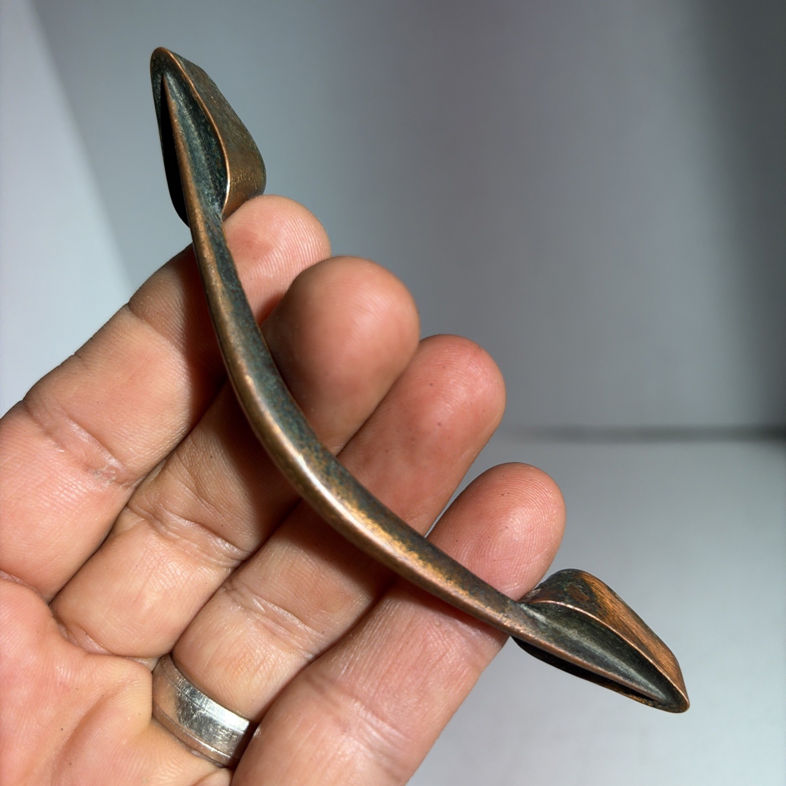 Vintage Single Mid Century Modern Copper Drawer Pull Handle