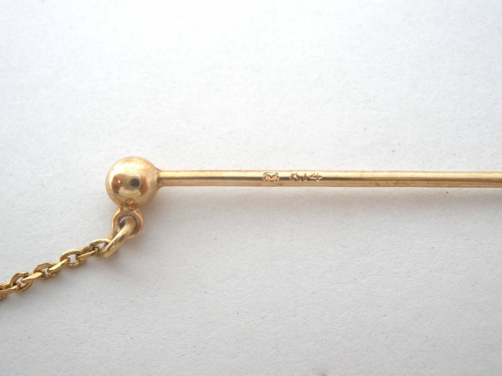 Mikimoto K14 Yellow Gold Pearl Stick Pin 14K Vintage Brooch With 3 Pearls 5mm