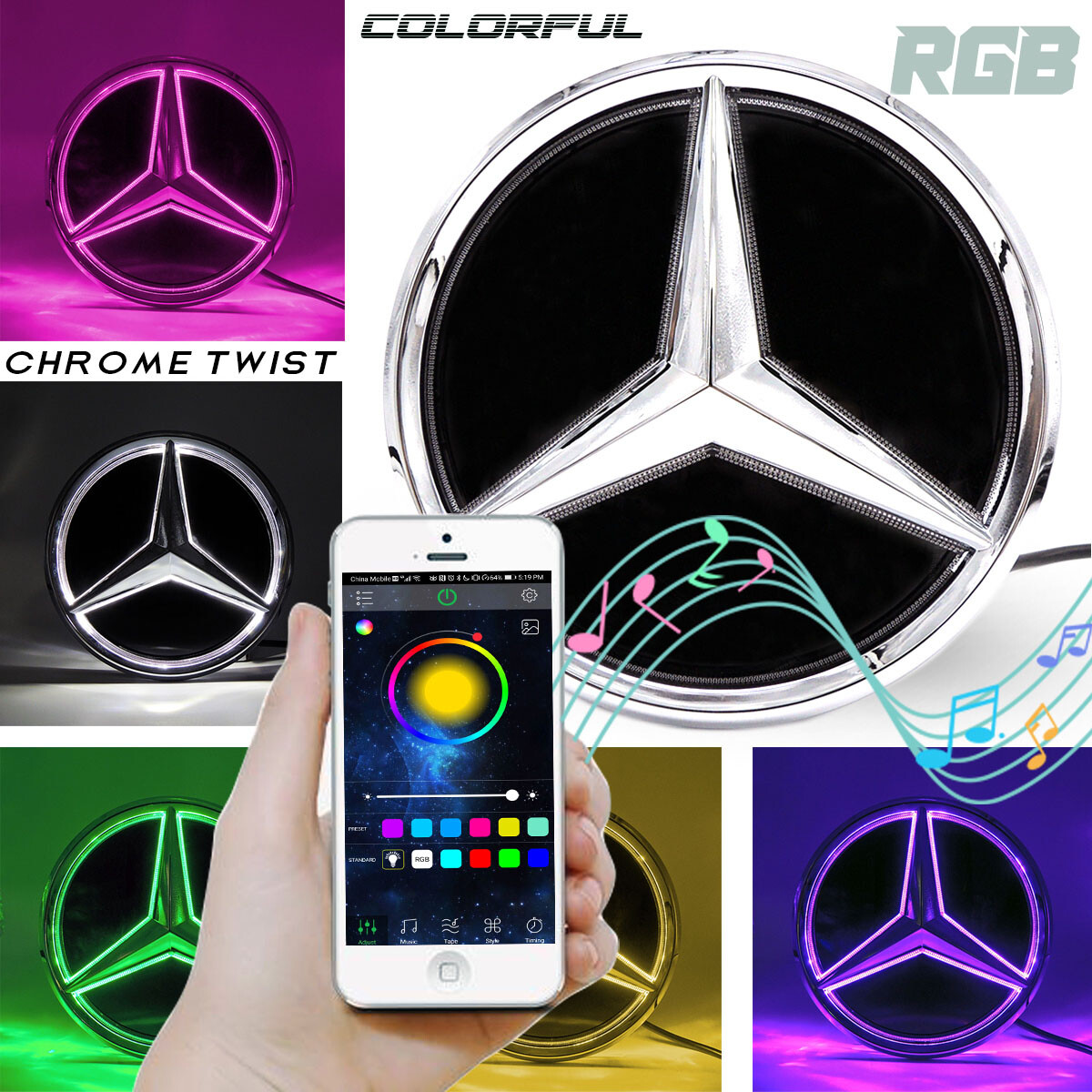 Glowing Car Auto Led Grill Logo Emblem Light For Mercedes Benz GLE GLC GLS 15-19