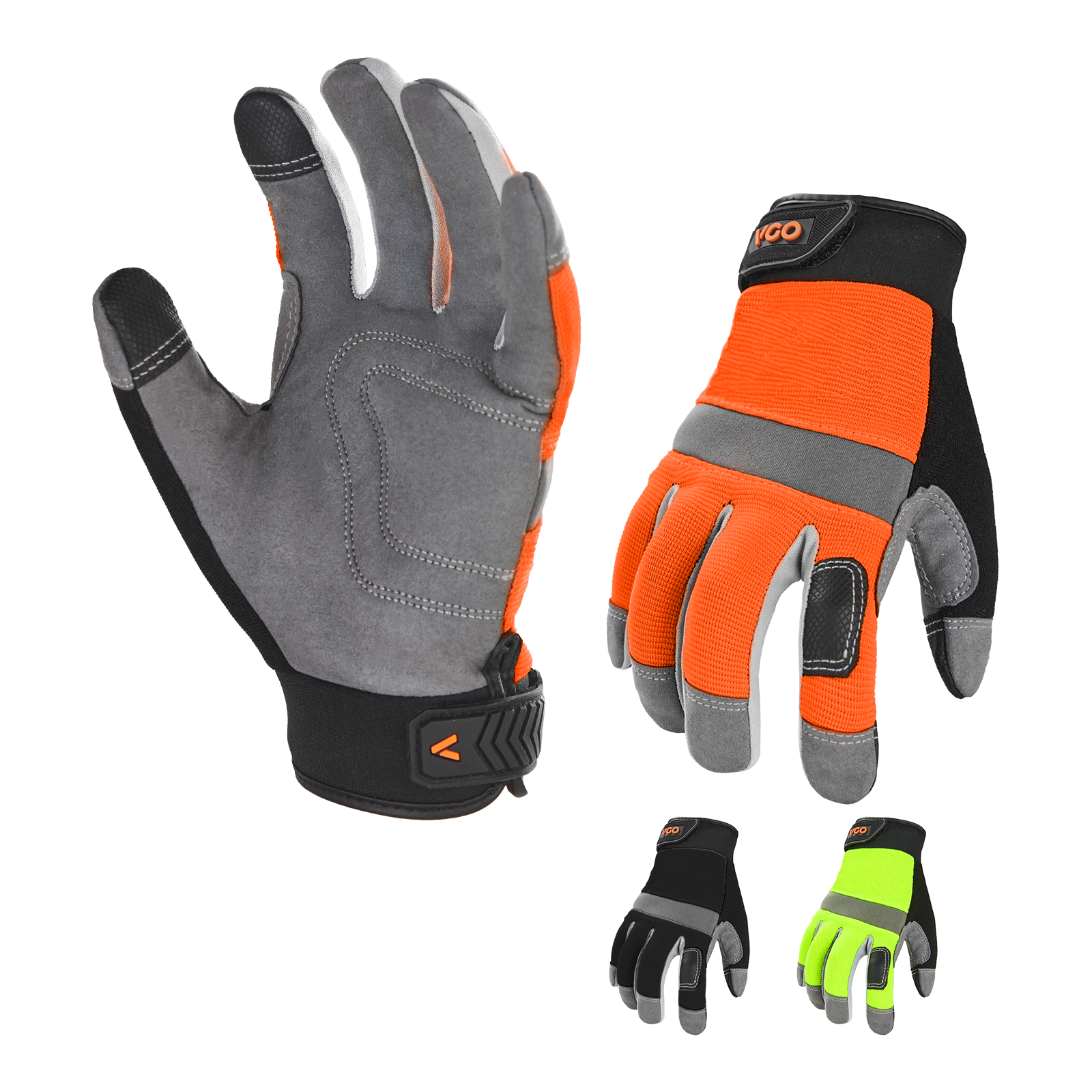 Vgo 1/3Pairs Synthetic Leather Work Gloves for Men, Mechanic Gloves(SL7584)