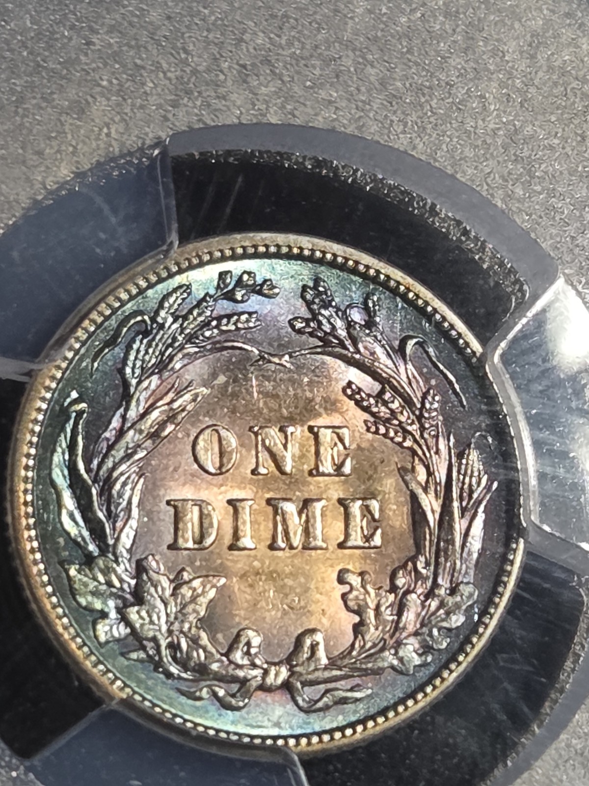 1916 10c Barber Dime PCGS AU58 Toned