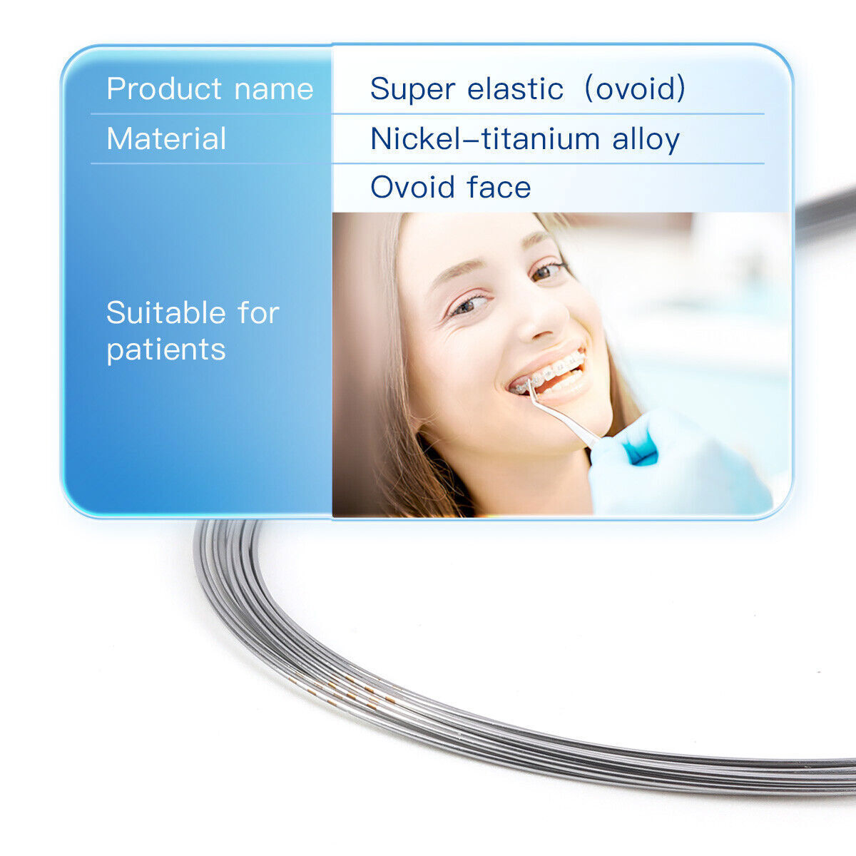 Dental Orthodontic Super Elastic Niti Round Arch Wires Ovoid Nature Form AZDENT