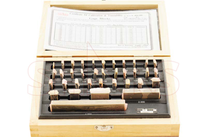 Grade AS-0 .050 to 4.000" 36 PCS Rectangular Gage Block Set NIST CERTIFICATE M}