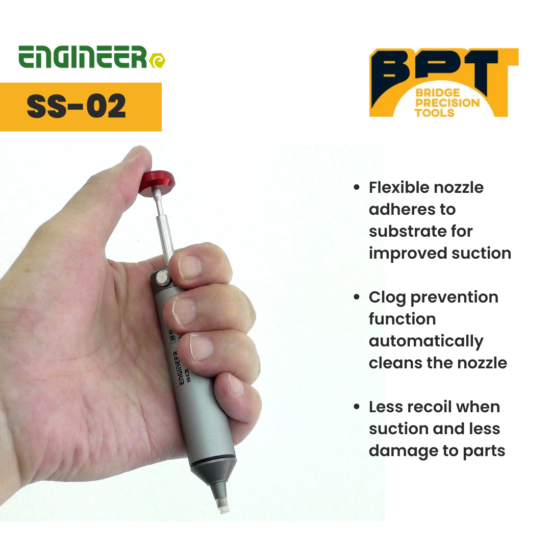 ENGINEER SS-02 Japanese Solder Sucker Desoldering Pump w/Silicone Tip Spare Tube