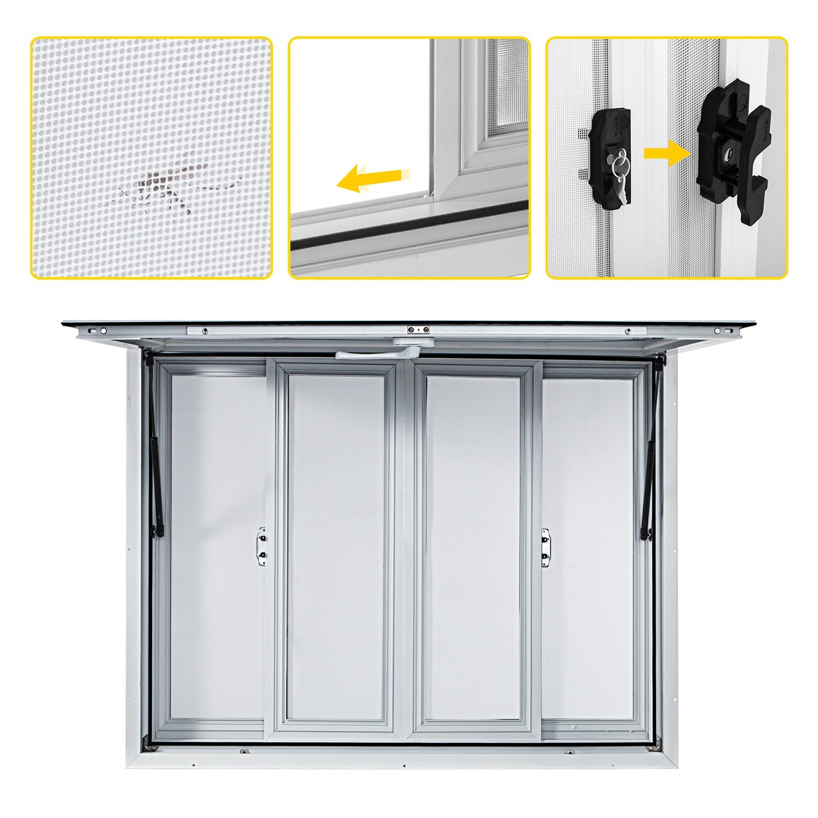 VEVOR 53x33in Concession Stand Trailer Serving Window w/ 4 Screen Windows