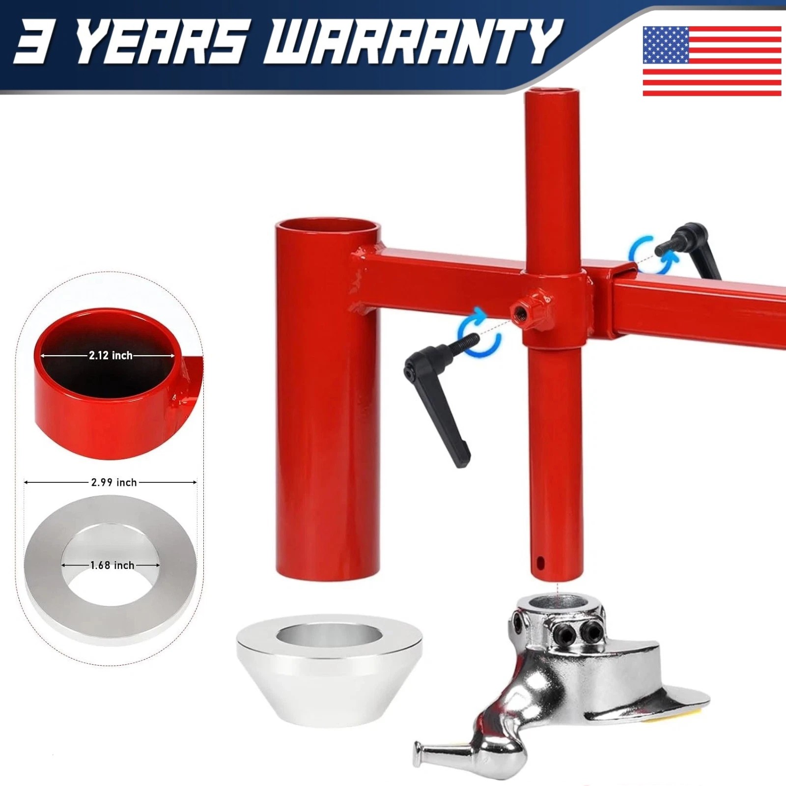 Upgrade Manual Tire Changer Steel Duck Head Mount Kit with Centering Cone RED