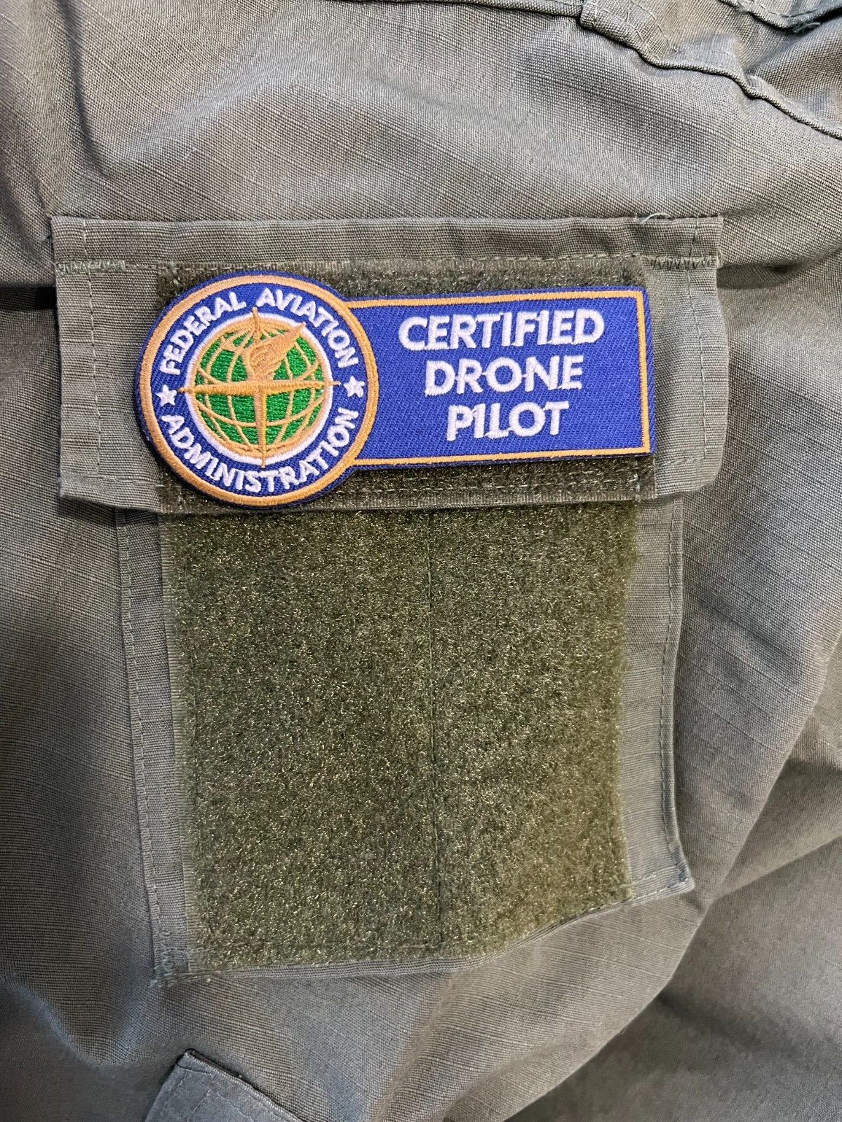 FAA Certified Drone Pilot Patch 2 x 4 inch (w hook and loop closure or be sewn)