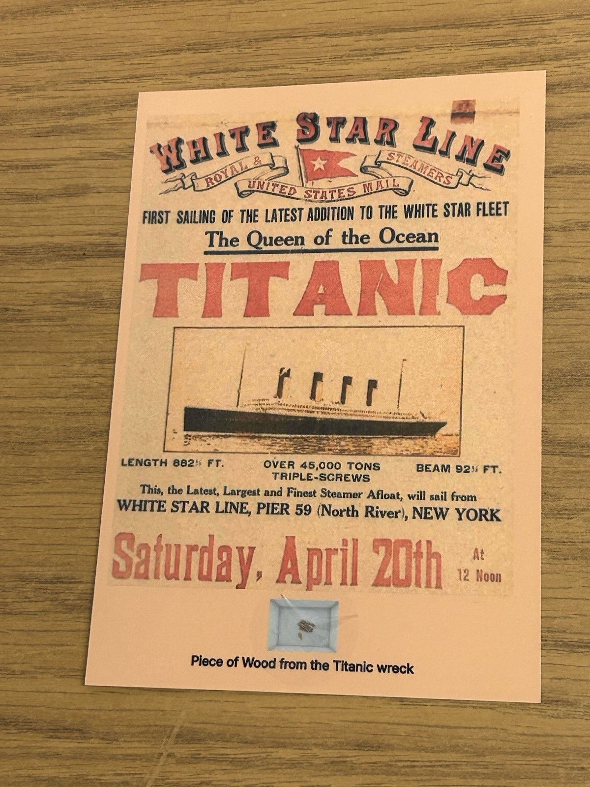 Titanic Wood Relic Photo Display Authentic Historical History