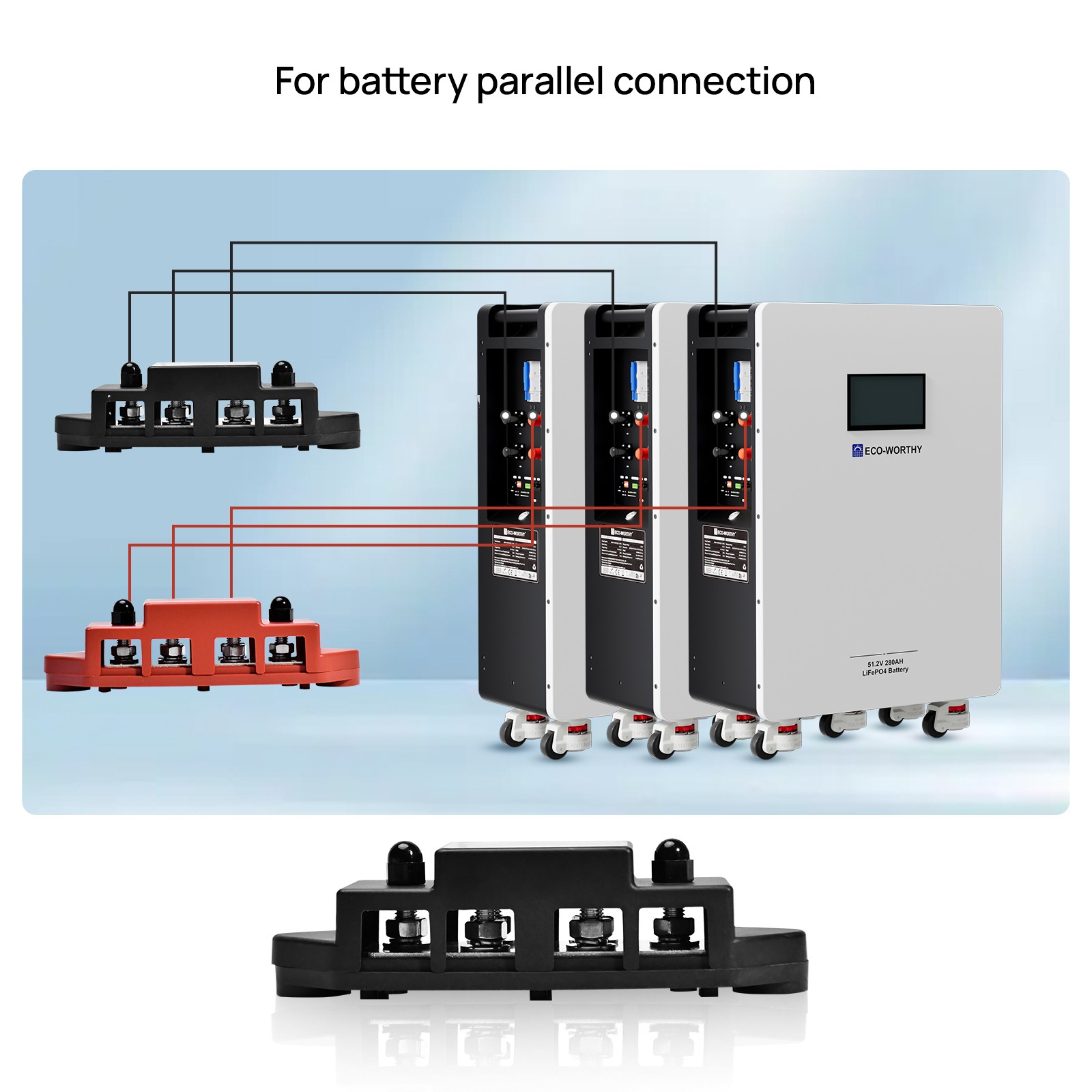 ECO-WORTHY 3Pack 48V 314AH (48.23kWh) LiFePO4 Battery Vertical Standing Backup
