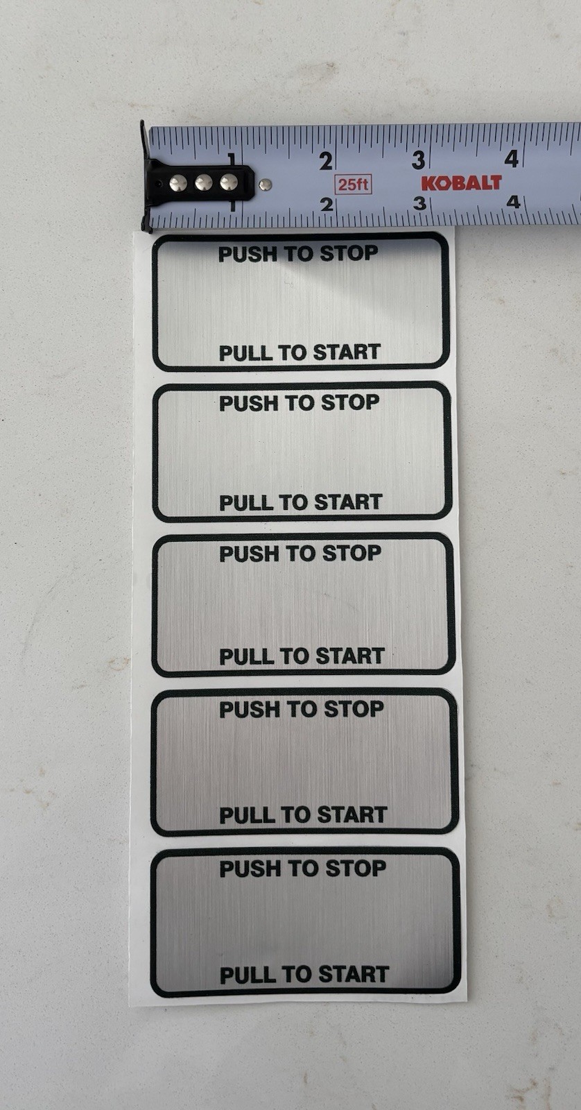 Push to Stop-Pull to Start Label,High Quality Metallic Sticker,Brand New,5 pack