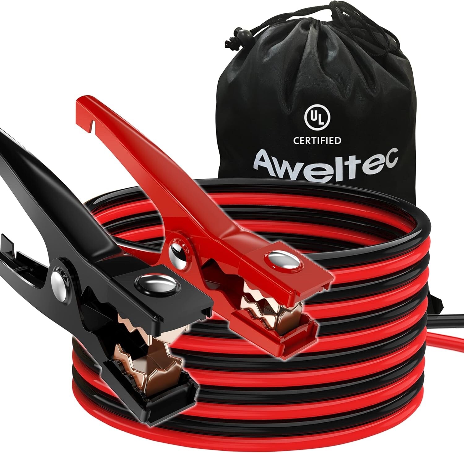AWELTEC 8 Gauge Jumper Cables 12Ft | UL-Listed Heavy Duty Booster with Carry Bag