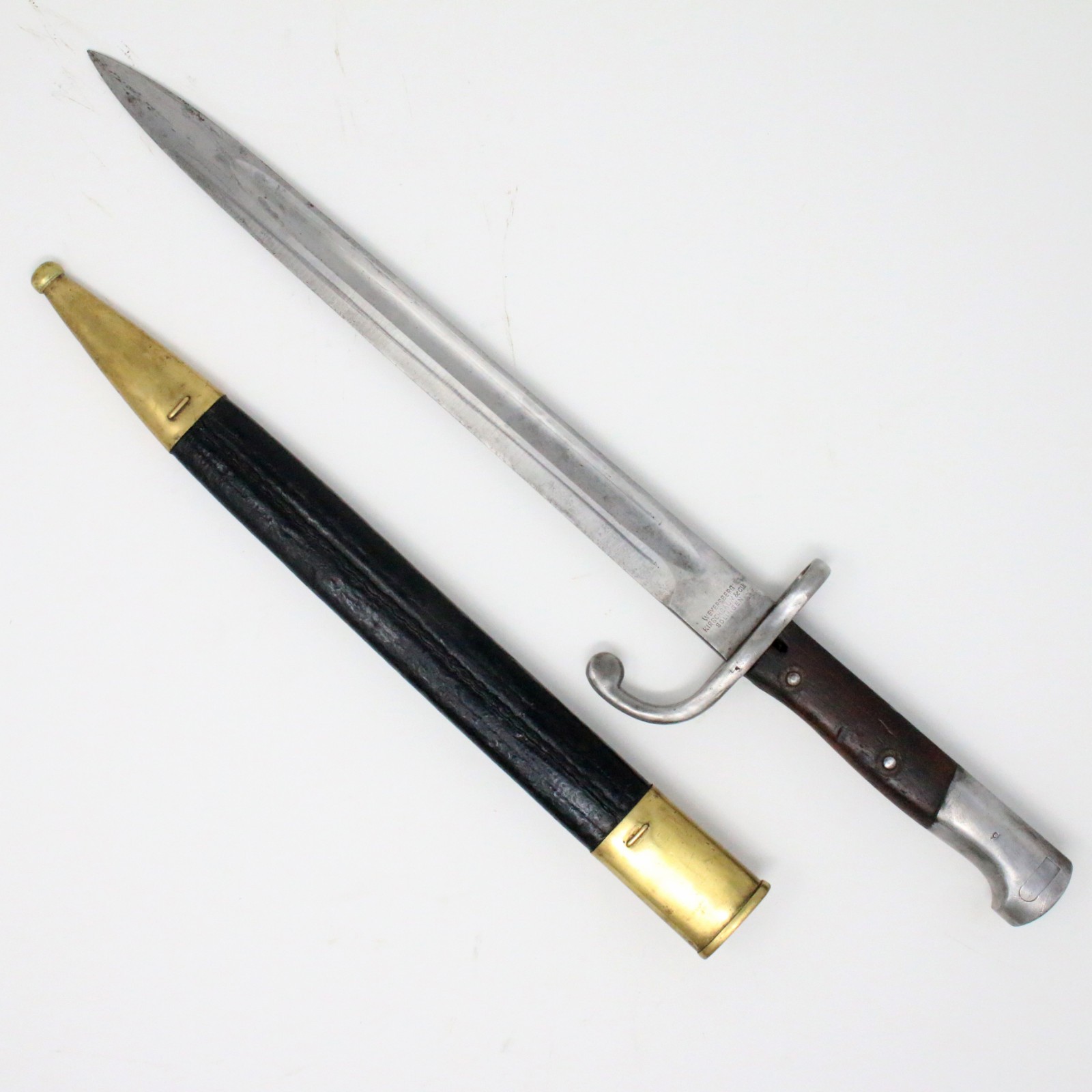 Argentine M1909 Mauser Bayonet Hooked WKC Solingen Leather Scabbard w/Fittings D