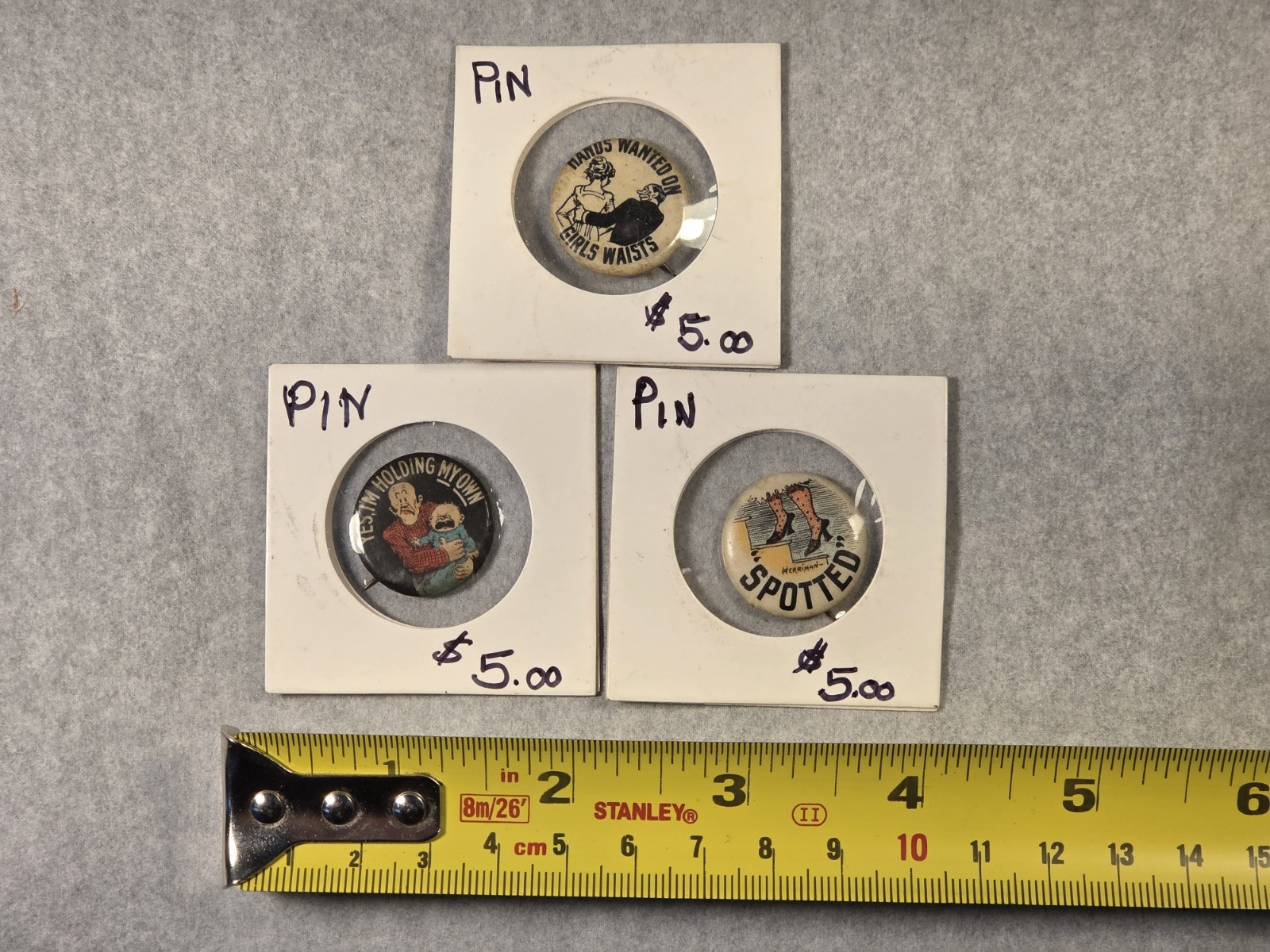 Lot of 3 ANTIQUE Pinback Buttons