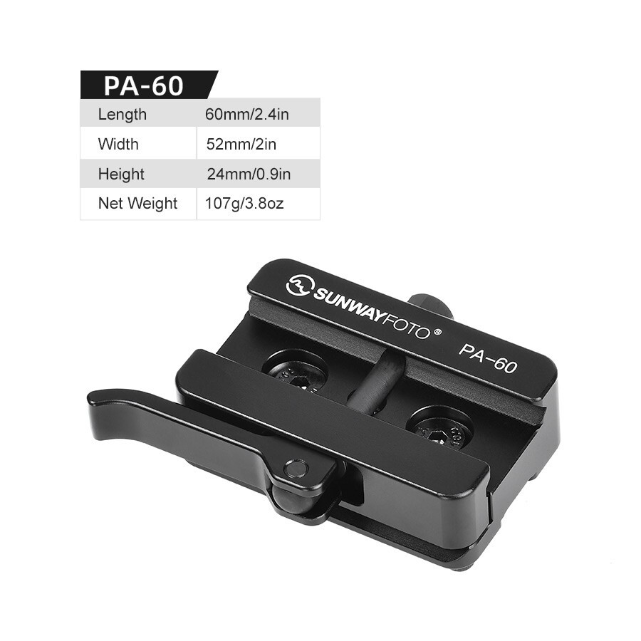 Sunwayfoto Arca-Swiss Mount Tripod Picatinny Rail Adapter ，Arca/RRS Compatible