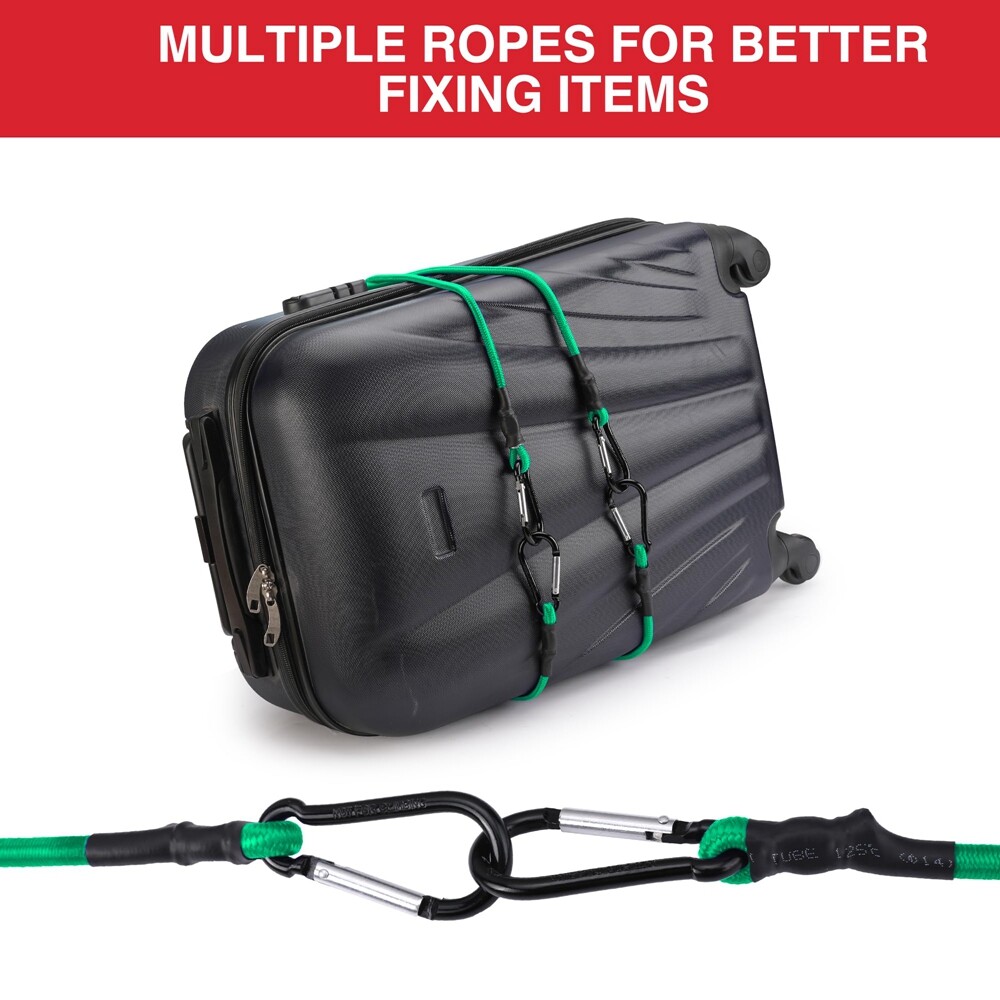 WORKPRO 24 Inch Bungee Cords with Hooks, 4 Pack Superior Rubber Heavy Duty Green