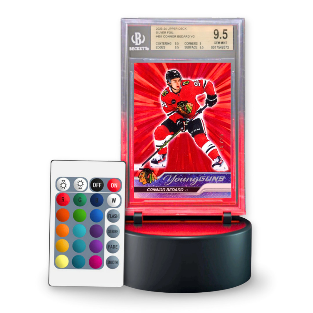 Sports Trading Card LED Color Changing Light Display Storage Stand Holder Remote