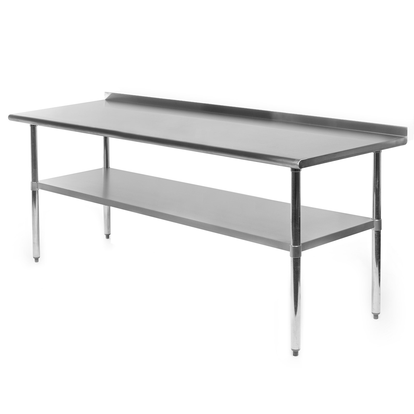Commercial Stainless Steel Kitchen Prep Work Table with Backsplash - 30" x 72"