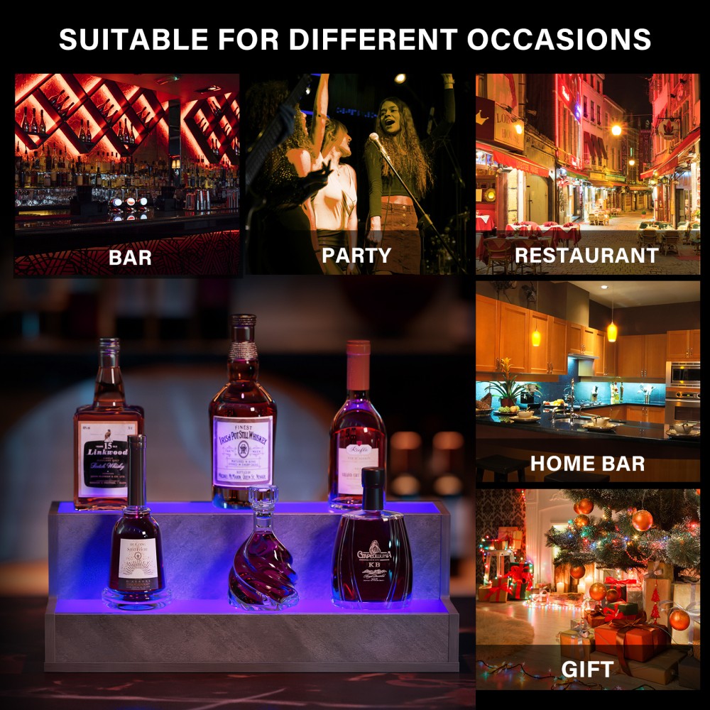 20In LED Lighted Liquor Bottle Display Shelf Bottle Shelf for Home Bar Party