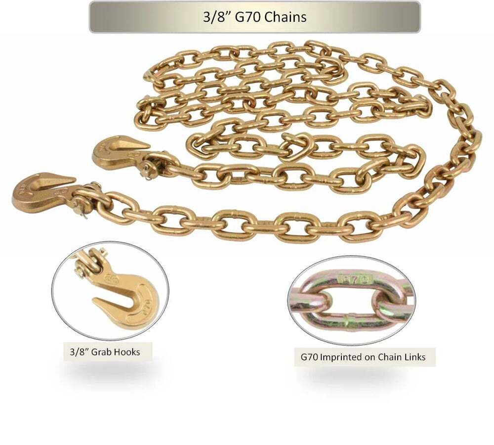 (2 Pack) G70 Binder Chain Grade 70 Truck 3/8 X 20 w/grab hooks