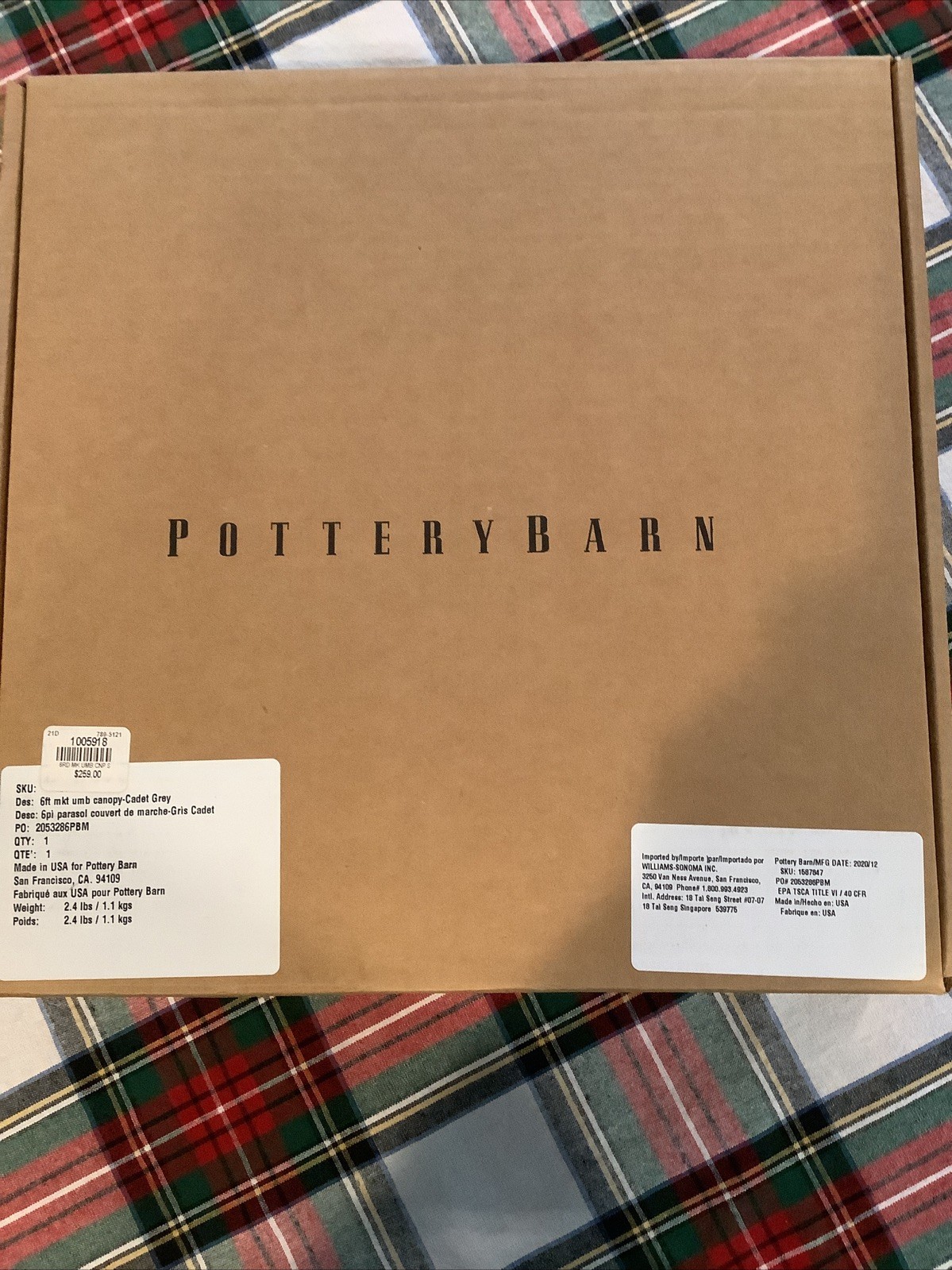 Pottery Barn Replacement Umbrella Canopy Canvas 6 ft Cadet Gray #6930