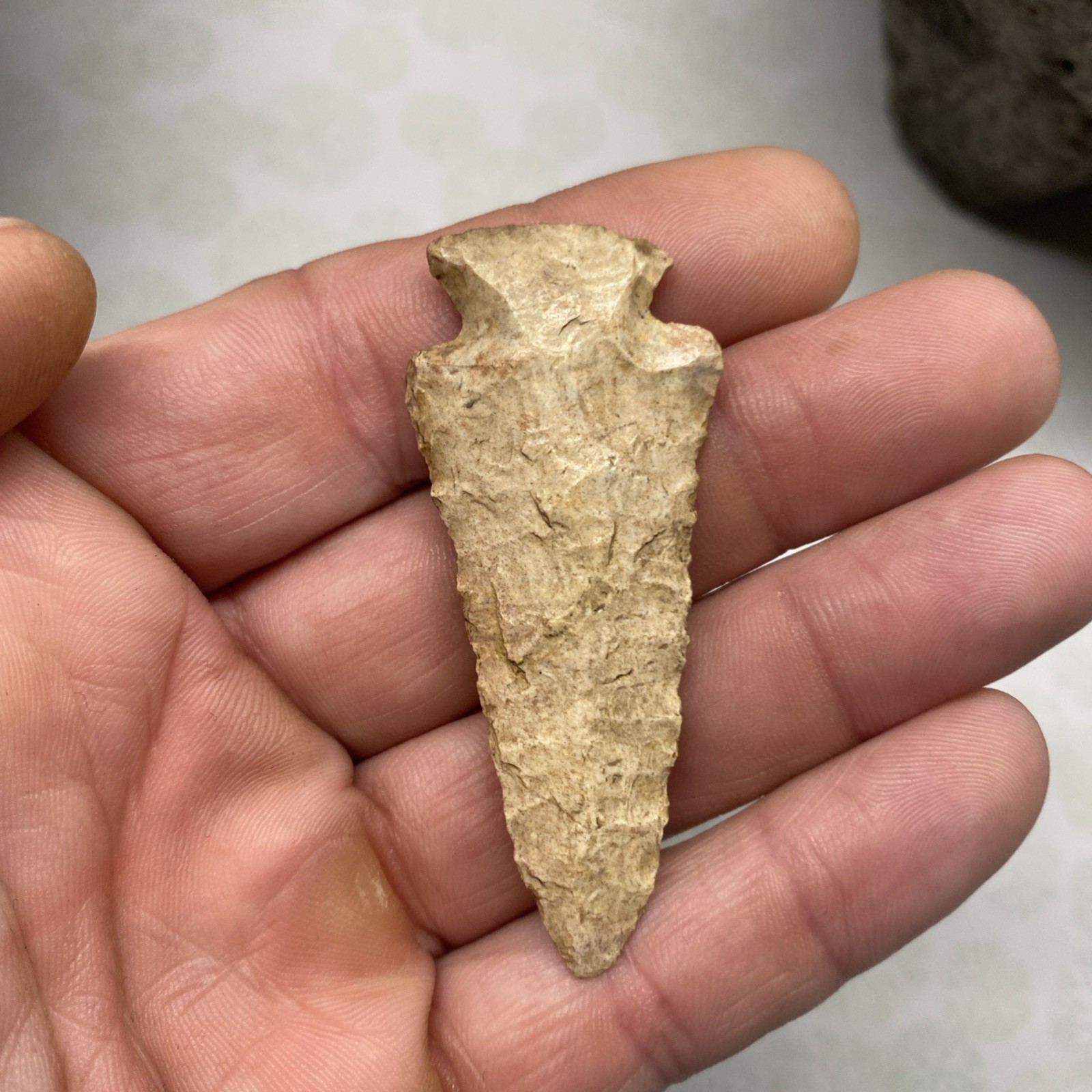 MLC s8221 2 1/2” Archaic Pinetree Arrowhead Wisconsin Stone Artifact