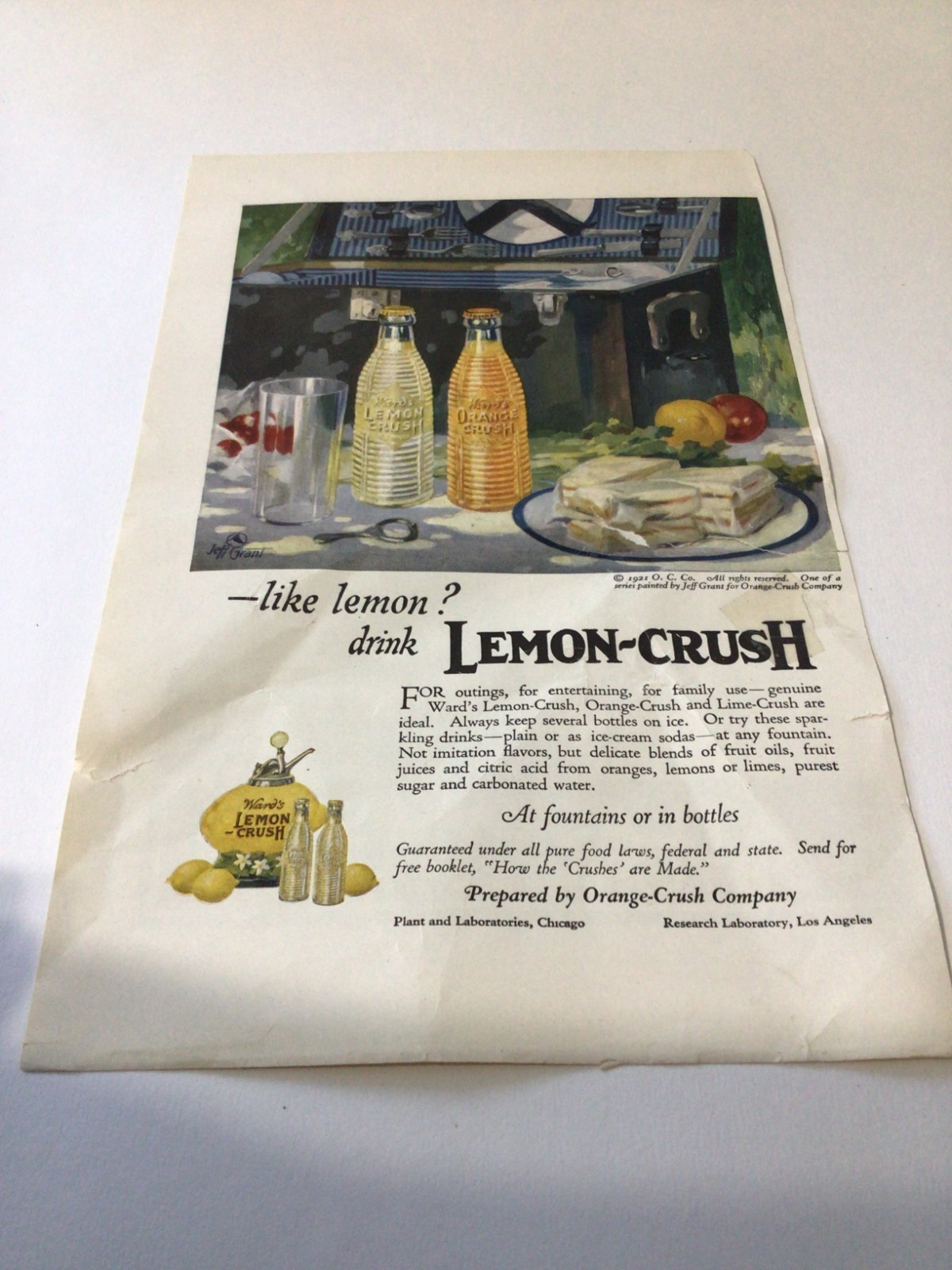 1921 Ward's Lemon Crush Magazine Advertising Page