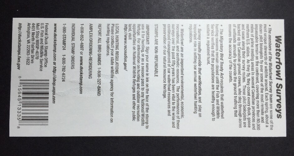 #RW72A 2005 - 2006 - US Federal Duck Stamp - Post Office FRESH