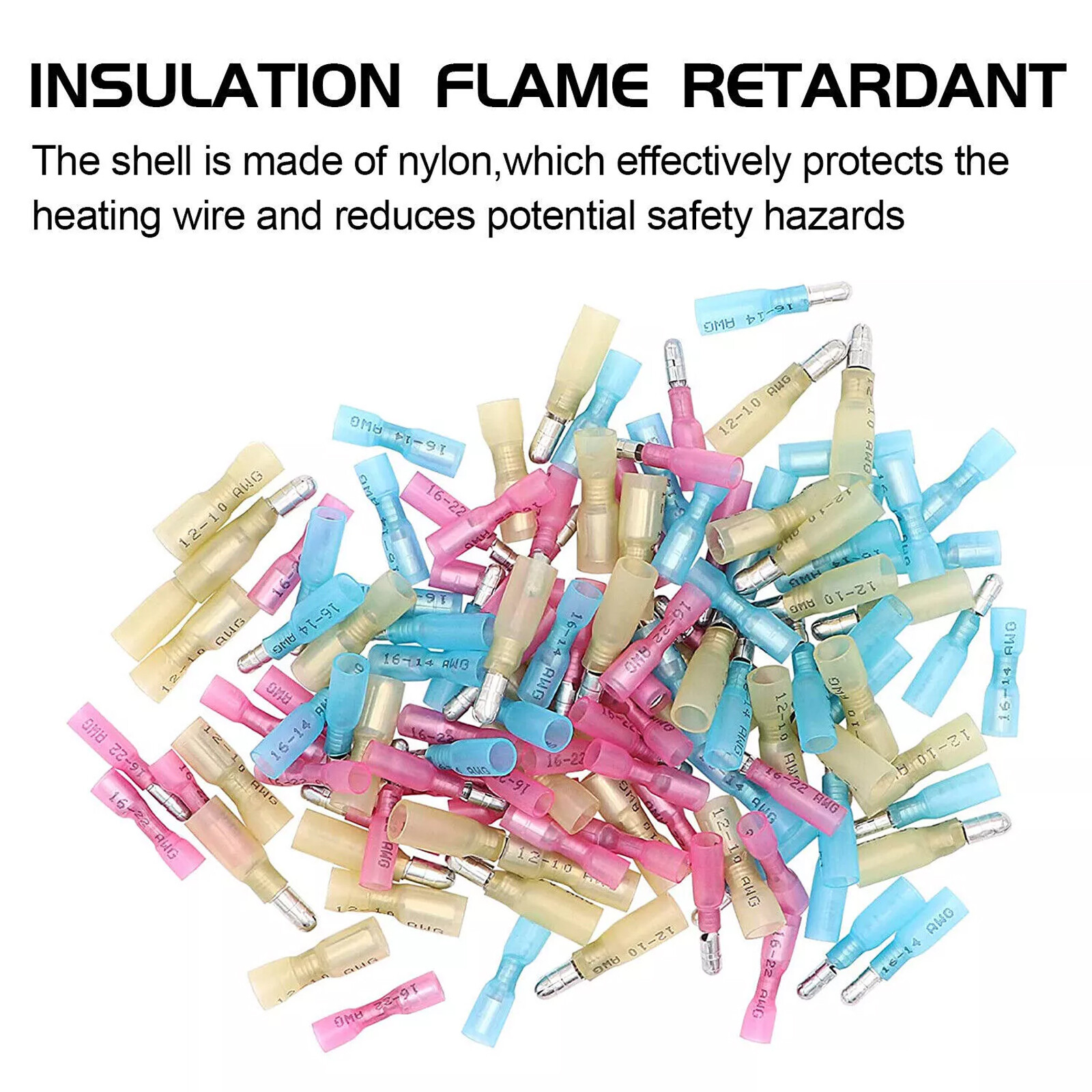 200pcs Heat Shrink Bullet Wire Connectors 22-10AWG Male Female Crimp Terminals