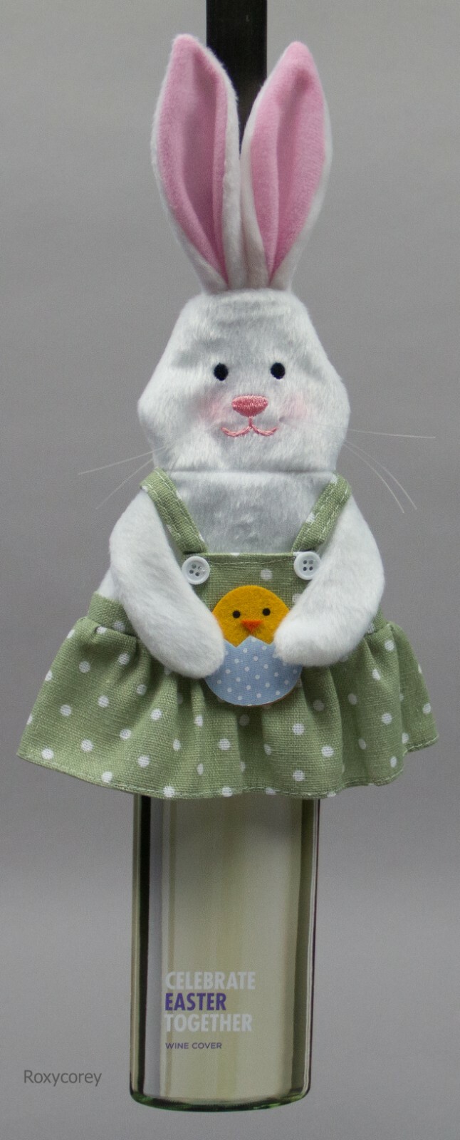 Celebrate Easter Bunny in Cute Dress Wine Bottle Cover Great Unique Gift
