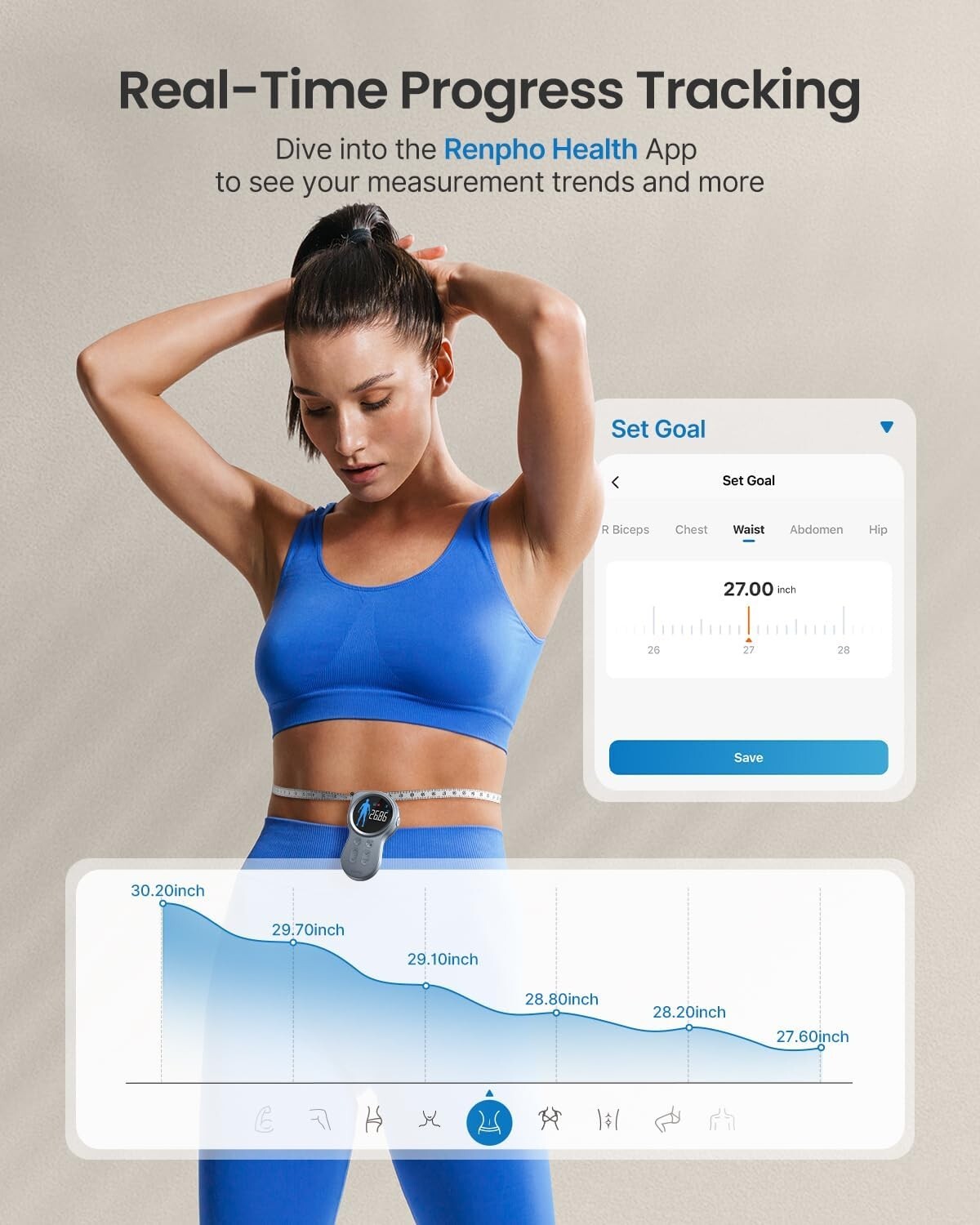 Smart Tape Measure Body Measuring Tape for Weight Loss Bluetooth Tape with App