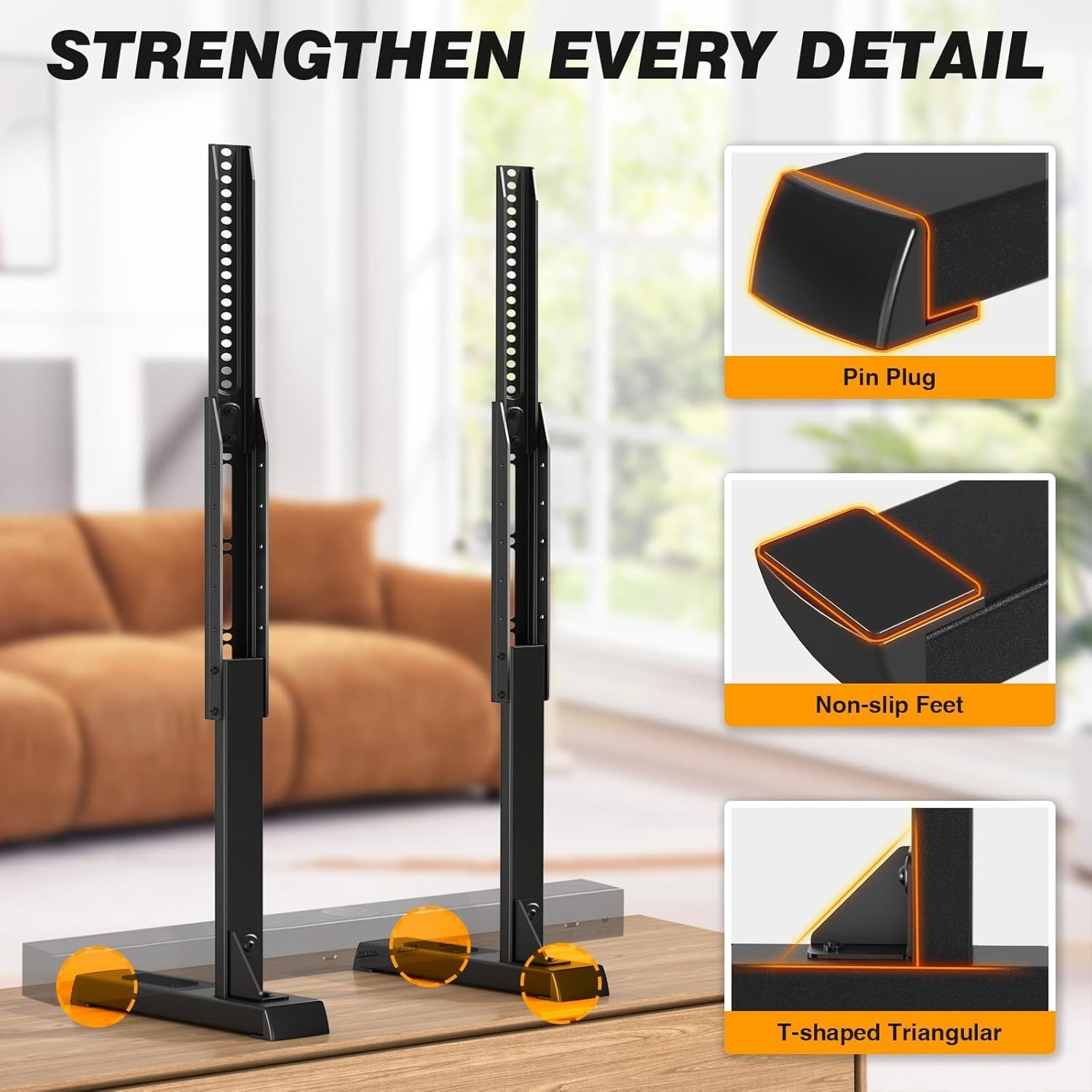 Large TV Stand for 37 86 Inch Flat Curved TVs Cable Management Height adjustable