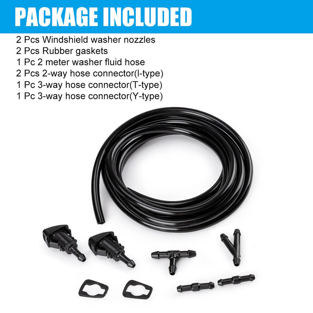 Universal Car Windshield Wiper Washer Squirter Nozzle Spray Jet Kit Fluid Hose
