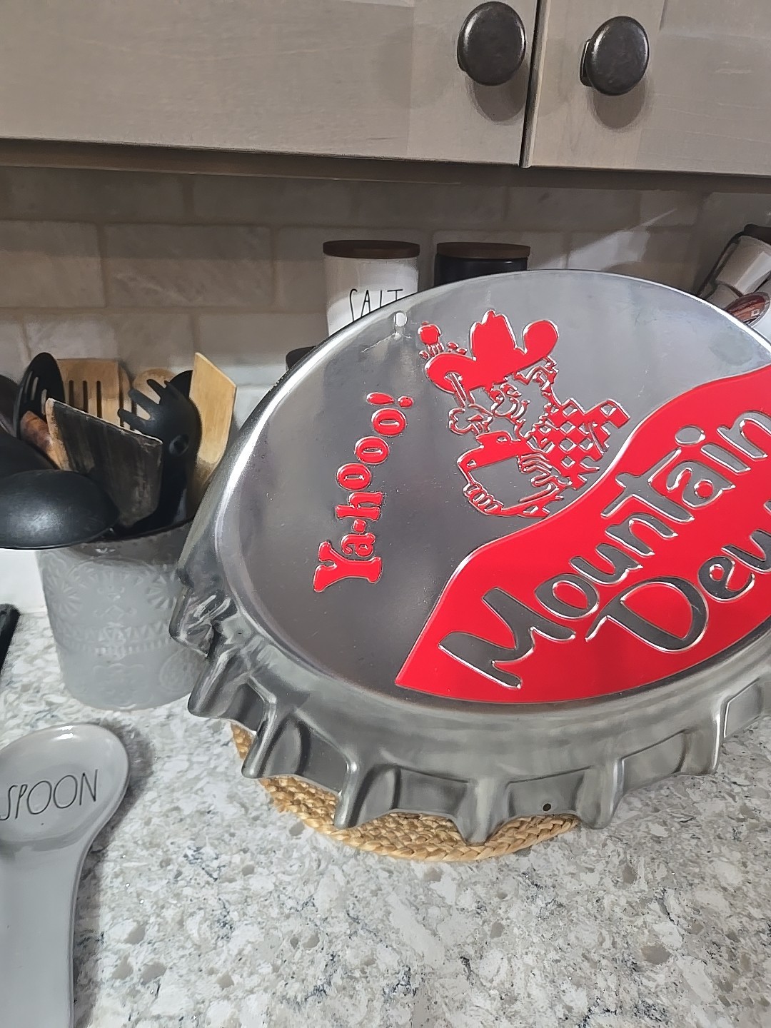 Mountain Dew Hillbilly Ya-Hoo embossed metal sign 18x19 used