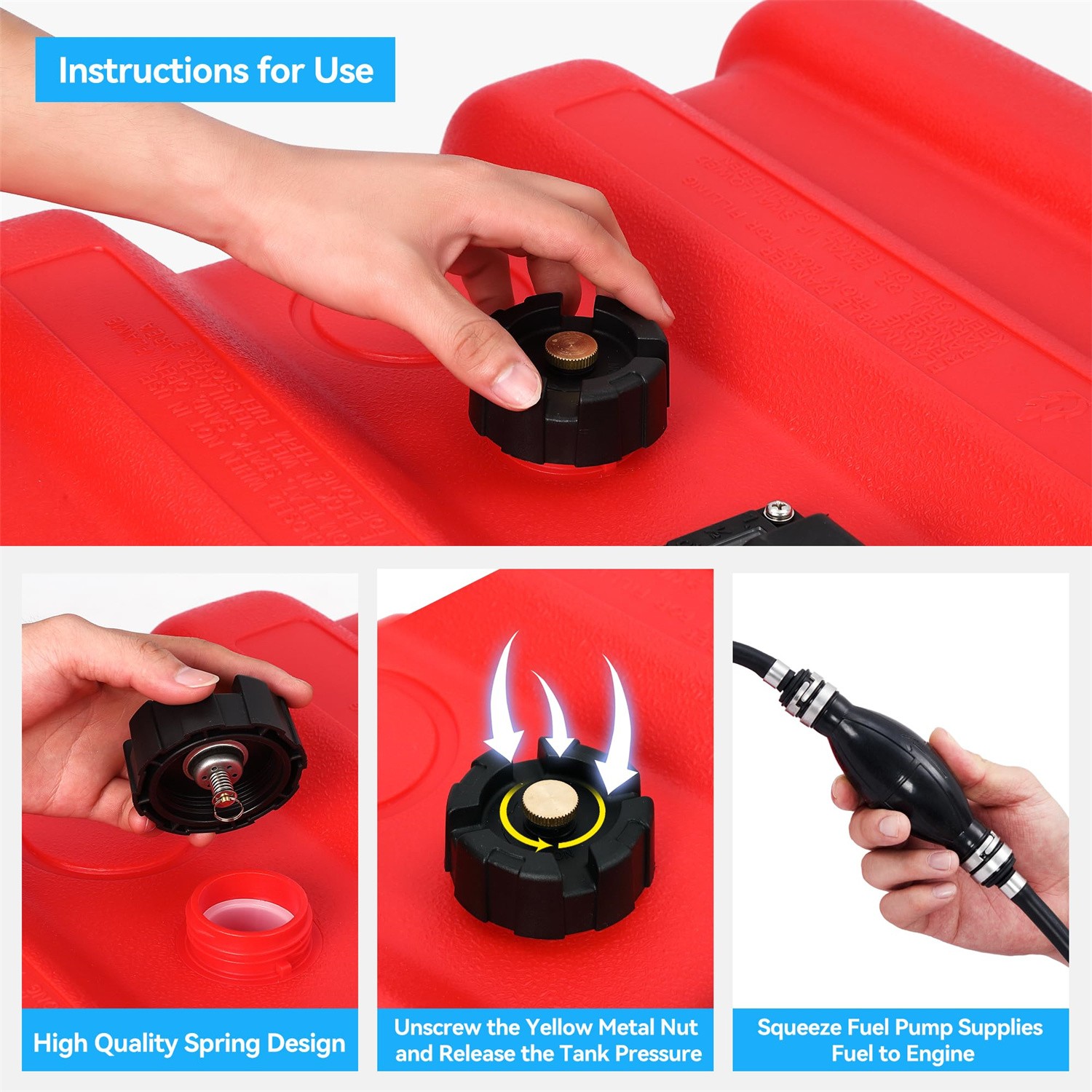 15 Gallon Portable Marine Fuel Tank 55L Outboard Boat Motor Gas Tank w/pump,NEW