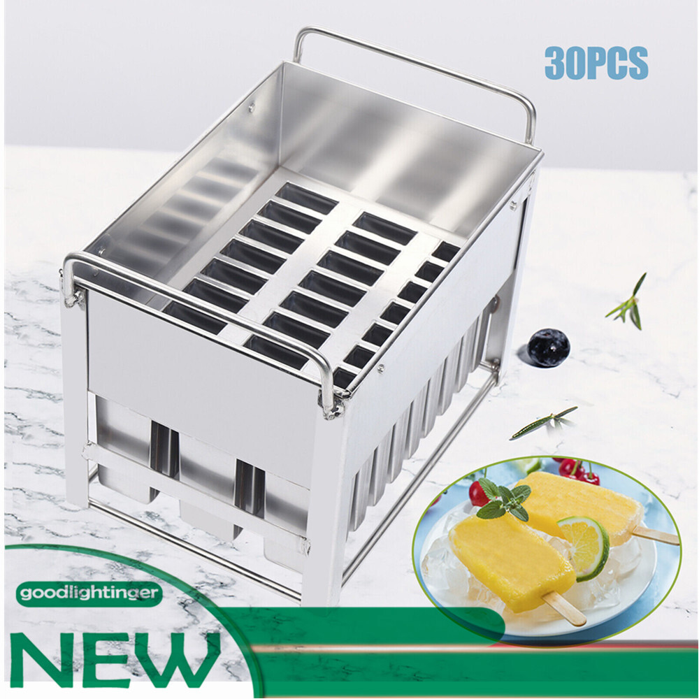 30* Ice Cream Stainless Steel Molds Ice Pop Lolly Stick Holder Summer