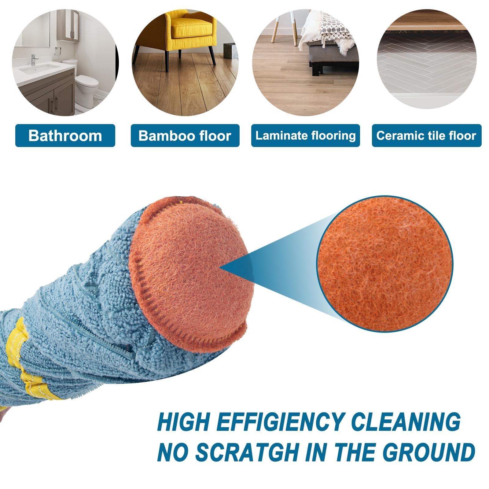 KeFanta Self-Wringing Twist Mop, Microfiber Cloth Wet Mops for Floor Cleaning...