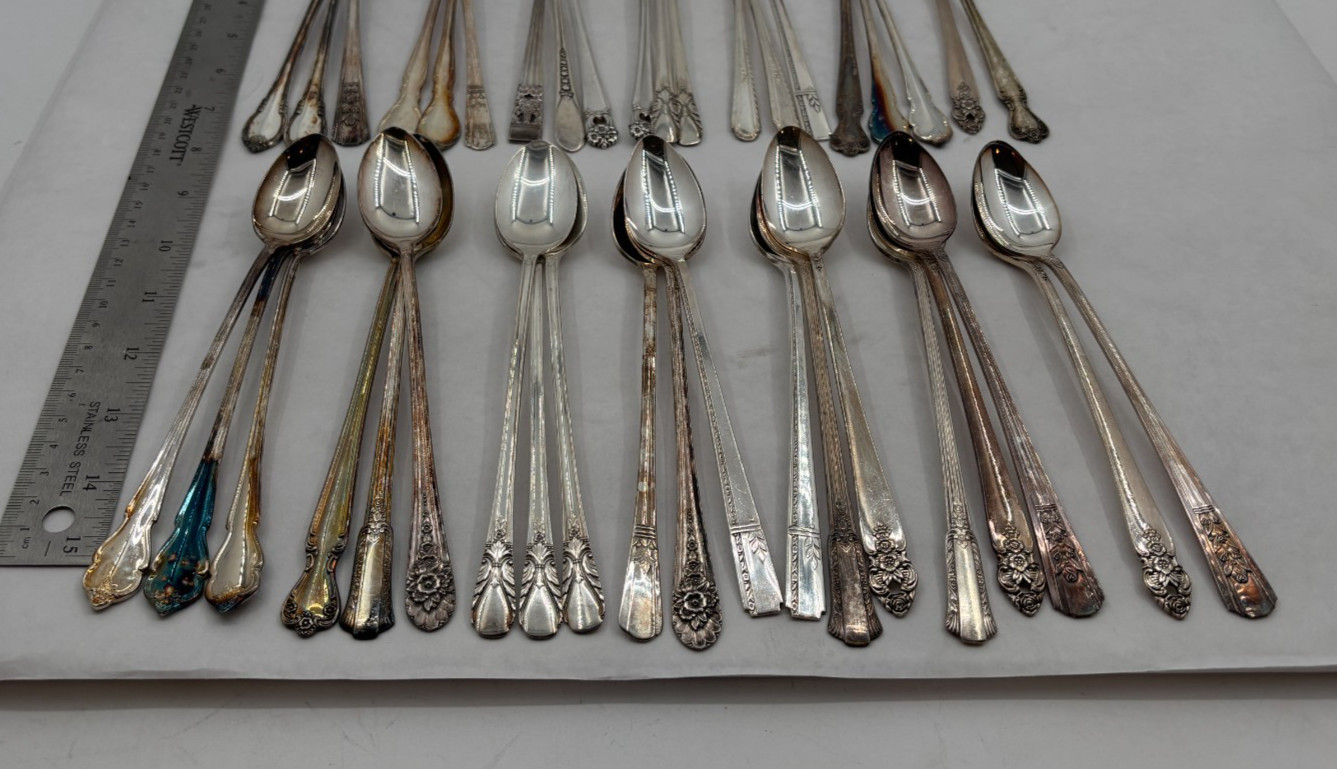 Lot of 40 Assorted Silverplate Iced Tea Spoons - Lot#337
